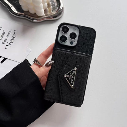 HypedEffects Prada-Inspired Designer iPhone Case with Card Holder – Available for iPhone 13 to iPhone 17